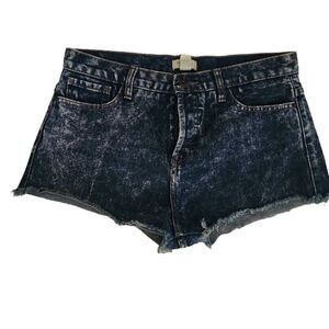 Forever 21 Women's Size 30 Blue Denim Button Down High Rise Cutoff Shorts